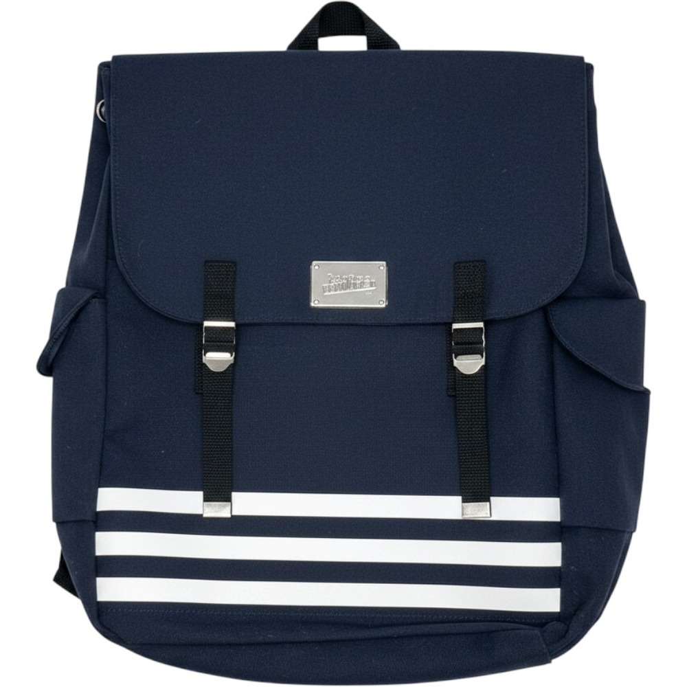 Jean Paul Gaultier Navy Blue White Stripe Canvas Backpack